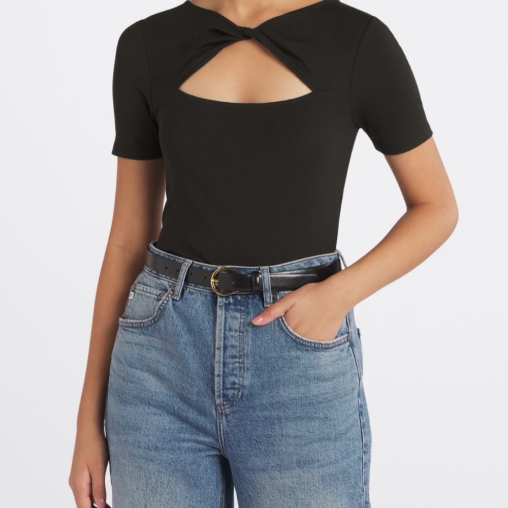 Black Cutout fitted knit Top